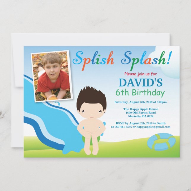 Invitación de Cumpleaños para Niño Fiesta en Pisci (Anverso)