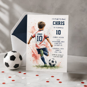 Invitación de cumpleaños para niño futbolista con