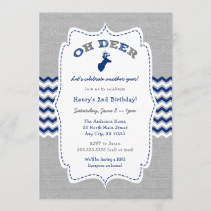 Invitación de cumpleaños para niño Oh Deer Buck Bo