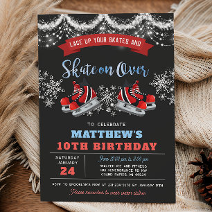 Invitación de cumpleaños para niño patinando sobre