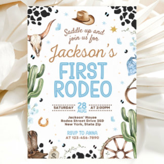 Invitación de cumpleaños para niño 'Primer Rodeo'