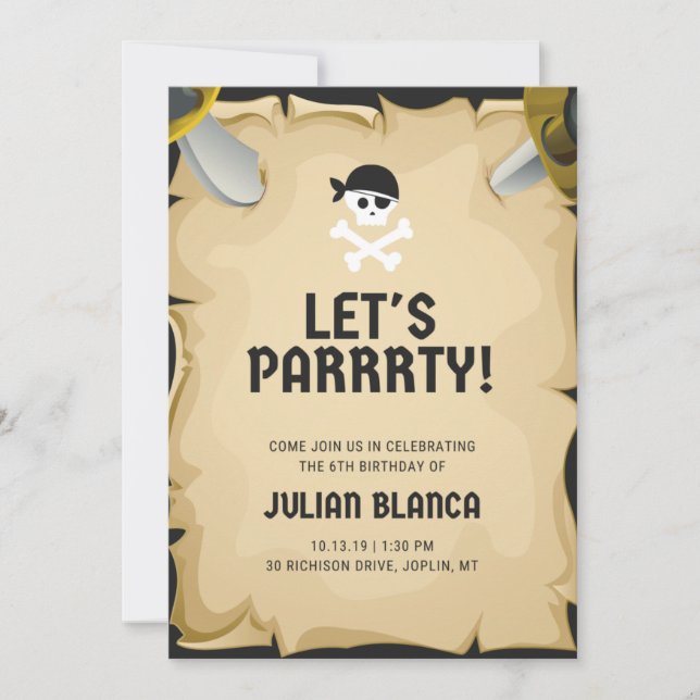 Invitación de cumpleaños para niños (Anverso)