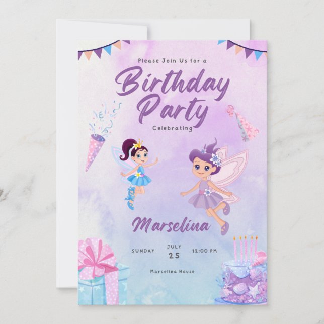 Invitación de cumpleaños para niños,  (Anverso)