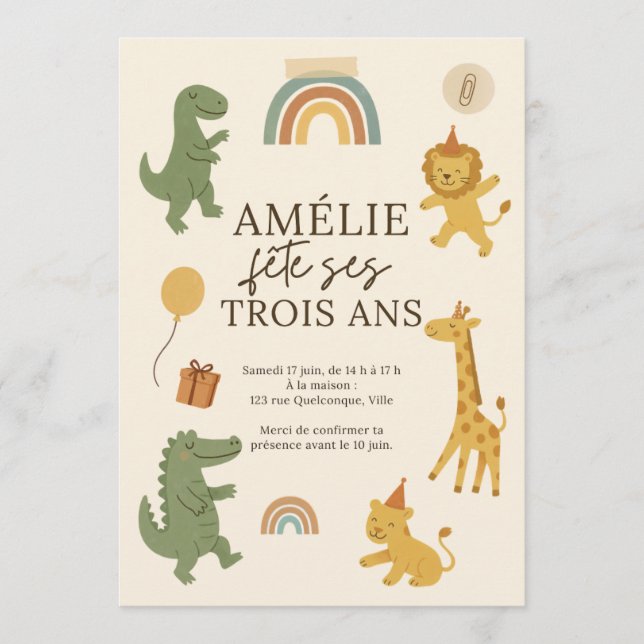 Invitación de cumpleaños para niños (Anverso)