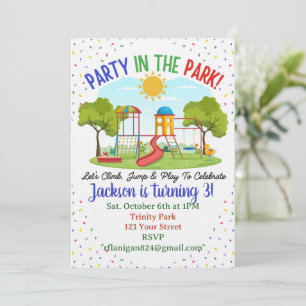 Invitación de cumpleaños para niños al parque de p