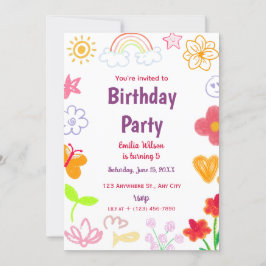 Invitación de cumpleaños para niños amarillos y mo