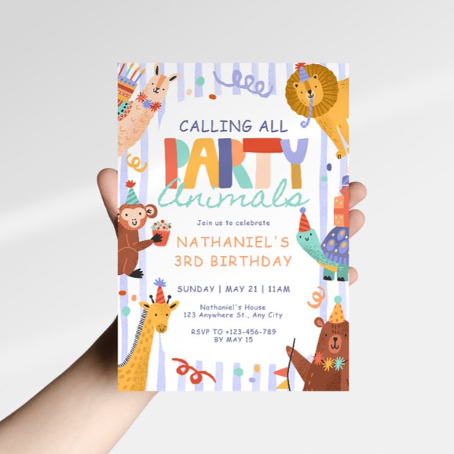 Invitación de cumpleaños para niños, Animales de f (Subido por el creador)