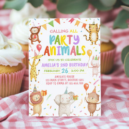 Invitación de cumpleaños para niños Animales de fi