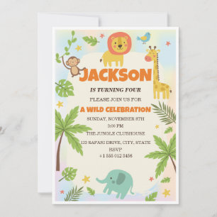 Invitación de Cumpleaños para Niños Animales de Sa