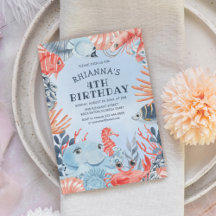 Invitación de cumpleaños para niños bajo el mar