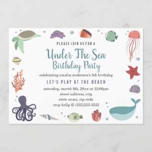 Invitación de cumpleaños para niños bajo el mar