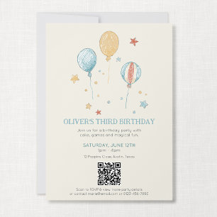 Invitación de cumpleaños para niños Balloon Daydre