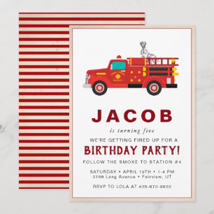 Invitación de cumpleaños para niños bomberos