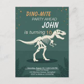 Invitación de cumpleaños para niños Boys Dino-Mite