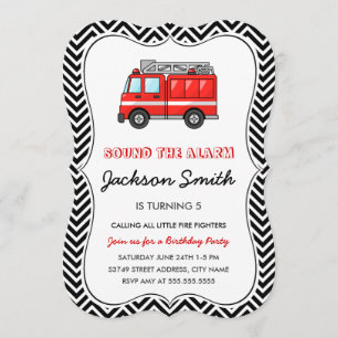 Invitación de cumpleaños para niños Camión de Bomb