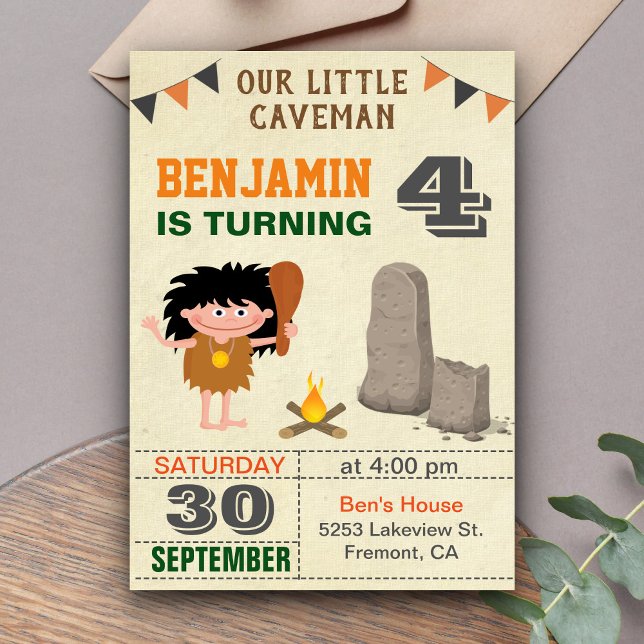 Invitación de cumpleaños para niños cavernícolas p (Subido por el creador)