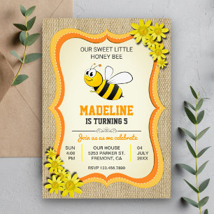 Invitación de cumpleaños para niños con abeja melí