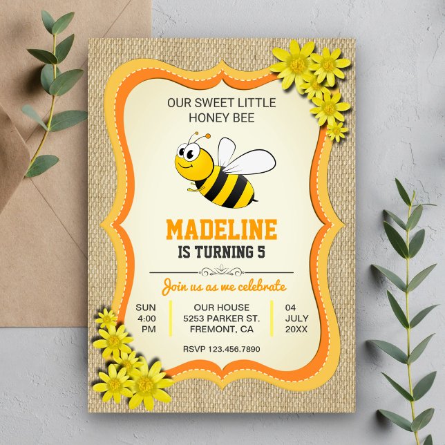 Invitación de cumpleaños para niños con abeja melí (Subido por el creador)
