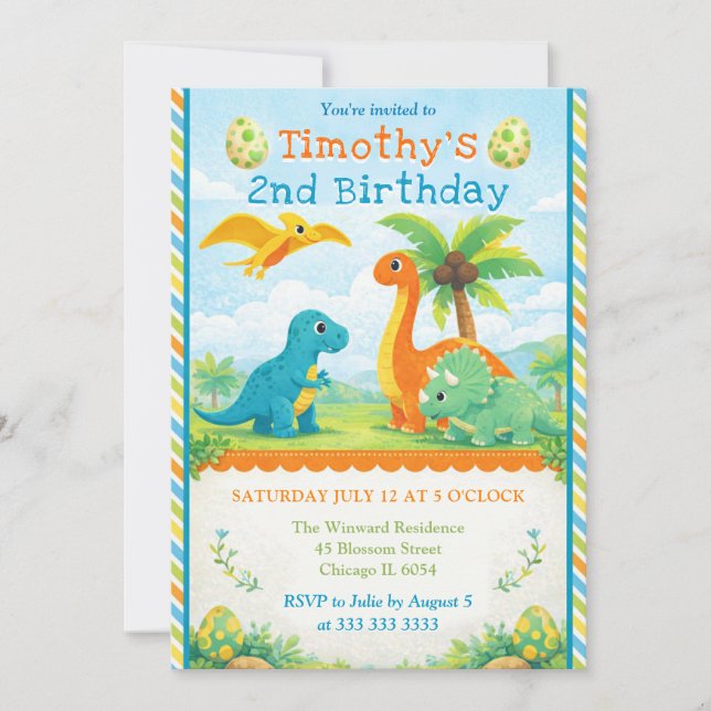 Invitación de cumpleaños para niños con amigos din (Anverso)