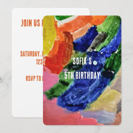 Invitación de cumpleaños para niños con arte abstr