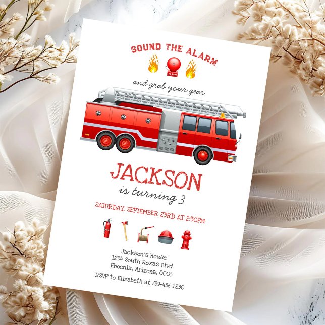 Invitación de cumpleaños para niños con camión de  (Subido por el creador)