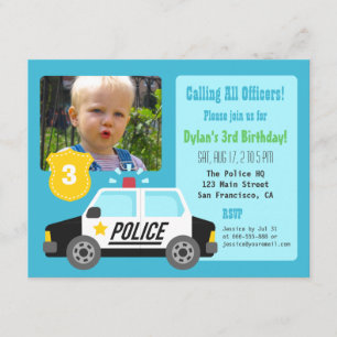 Invitación de cumpleaños para niños con coche de p
