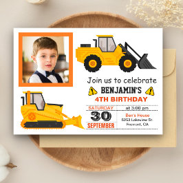 Invitación de cumpleaños para niños con construcci