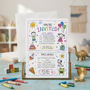 Invitación de cumpleaños para niños con dibujos co