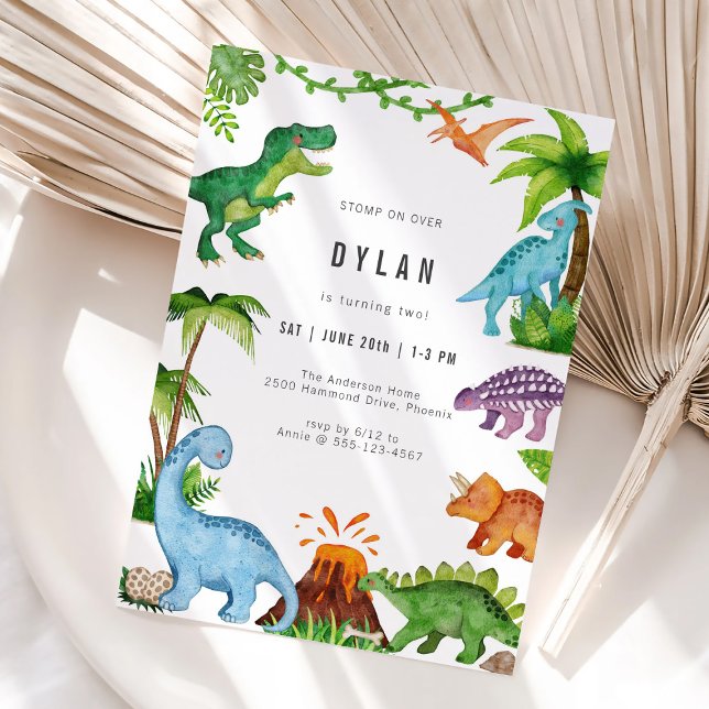 Invitación de cumpleaños para niños con dinosaurio (Subido por el creador)