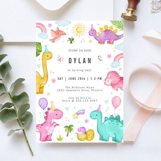 Invitación de cumpleaños para niños con dinosaurio (Subido por el creador)