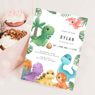 Invitación de cumpleaños para niños con dinosaurio