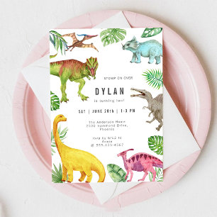 Invitación de cumpleaños para niños con dinosaurio