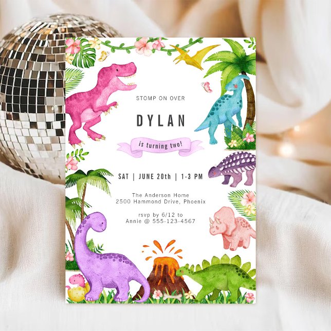 Invitación de cumpleaños para niños con dinosaurio (Subido por el creador)