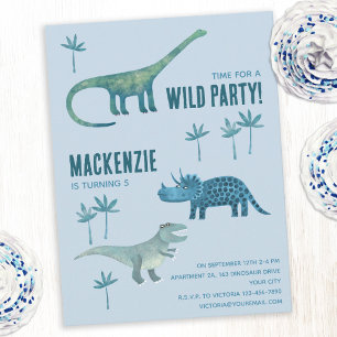 Invitación de cumpleaños para niños con dinosaurio