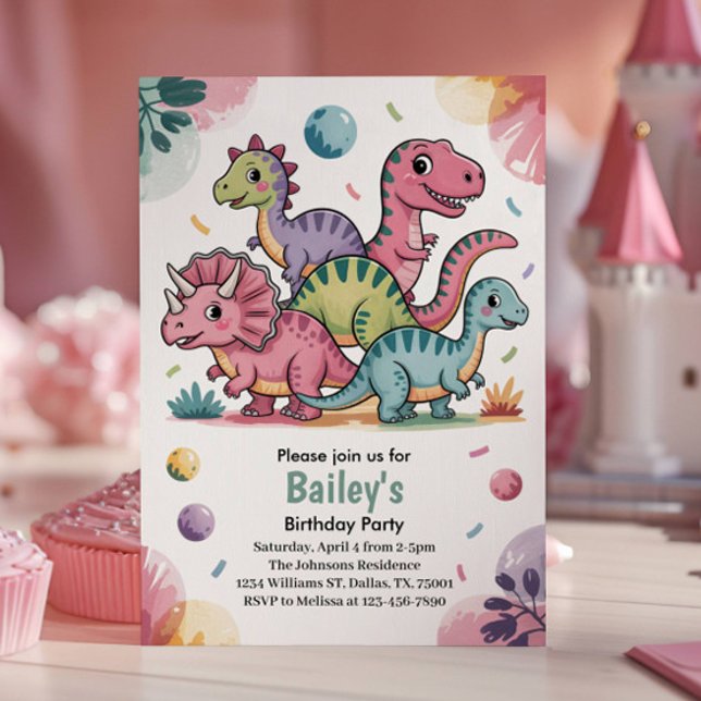 Invitación de Cumpleaños para Niños con Dinosaurio (Subido por el creador)