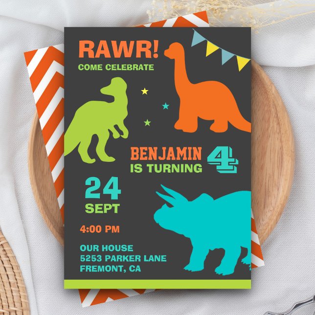 Invitación de cumpleaños para niños con dinosaurio (Subido por el creador)