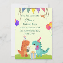 Invitación de cumpleaños para niños con dinosaurio