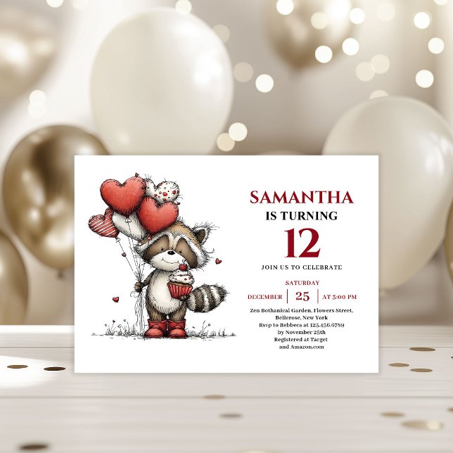 Invitación de cumpleaños para niños con estampado  (Sweet whimsical animals print kids birthday invitation

)