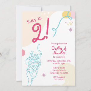 Invitación de cumpleaños para niños con fideos