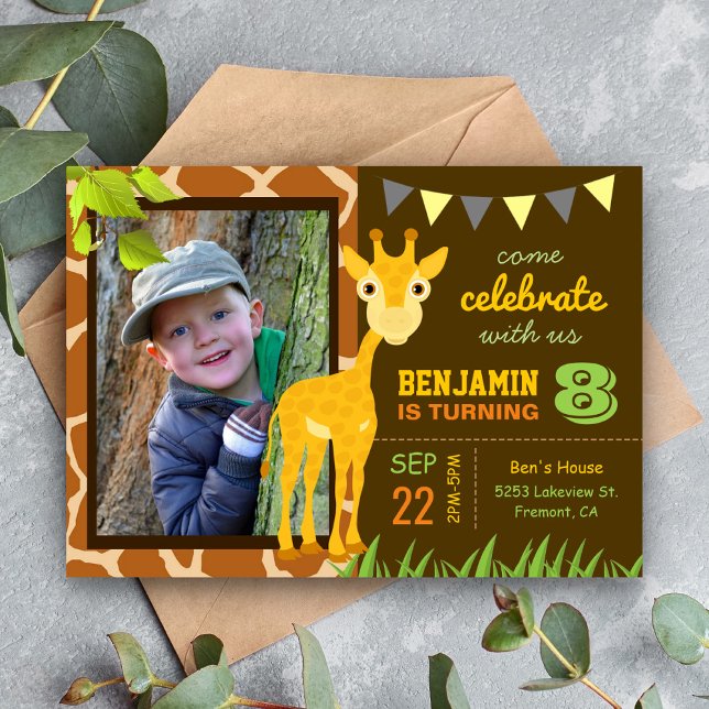 Invitación de Cumpleaños para Niños con Foto de Ji (Subido por el creador)
