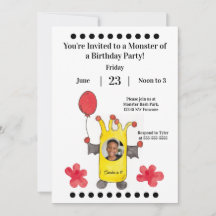 Invitación de cumpleaños para niños con foto de mo