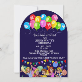 Invitación de cumpleaños para niños con globos