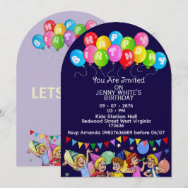 Invitación de cumpleaños para niños con globos