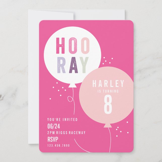 Invitación de cumpleaños para niños con globos (Anverso)