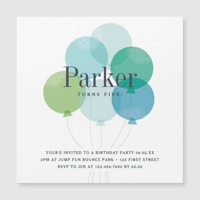 invitación de cumpleaños para niños con globos mod (Anverso)