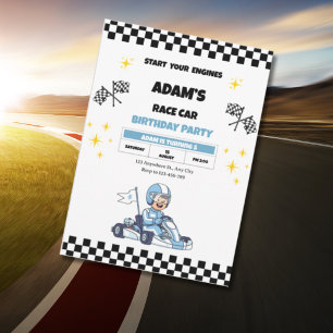 Invitación de cumpleaños para niños con Go Kart Az