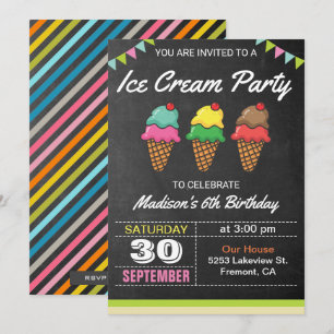 Invitación de cumpleaños para niños con helado col