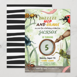 Invitación de cumpleaños para niños con insectos
