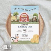 Invitación de cumpleaños para niños con Oink Cluck