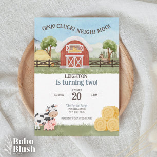 Invitación de cumpleaños para niños con Oink Cluck